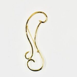 Vintage Gold Tone Large Swirl Wave Brooch 4.5”X1.5” Excellent Condition